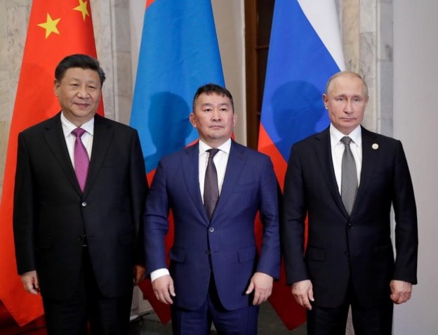 Chinaís President Xi Jinping, Mongolia's President Khaltmaagiin Battulga and Russiaís President Vladimir Putin pose for a photo as they attend a†meeting†on the sidelines of the Shanghai Cooperation Organisation (SCO) summit in Bishkek, Kyrgyzstan June 14, 2019. Sputnik/Mikhail Metzel/Kremlin via REUTERS ATTENTION EDITORS - THIS IMAGE WAS PROVIDED BY A THIRD PARTY.     TPX IMAGES OF THE DAY - RC191333BDD0